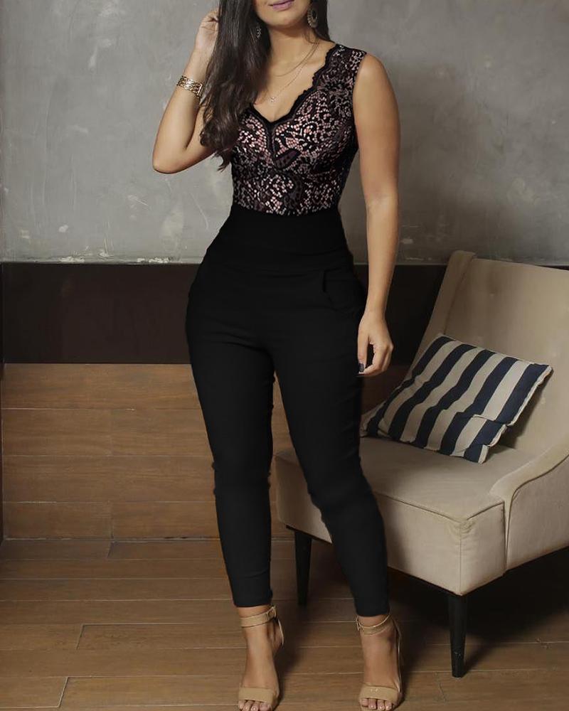 New Hot Sale V-neck Lace Jumpsuit