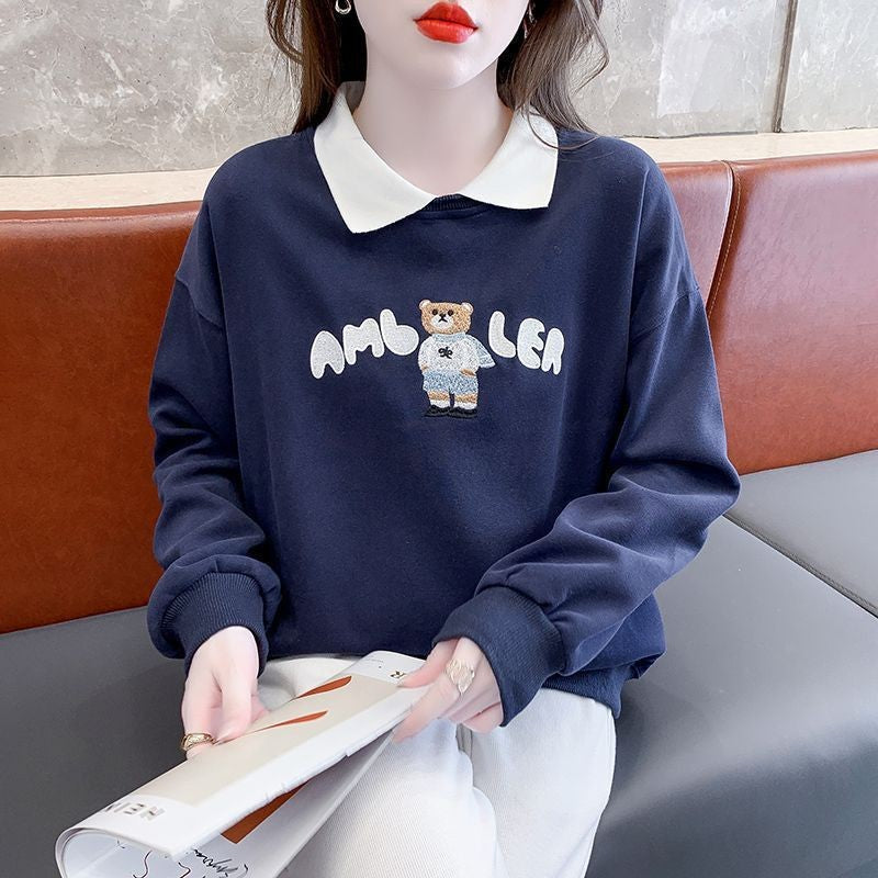 Cozy Bear Graphic Casual Pullover Hoodie for Women