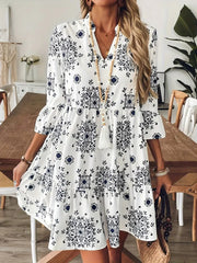 Elegant Womens Dress with Three-quarter Sleeves