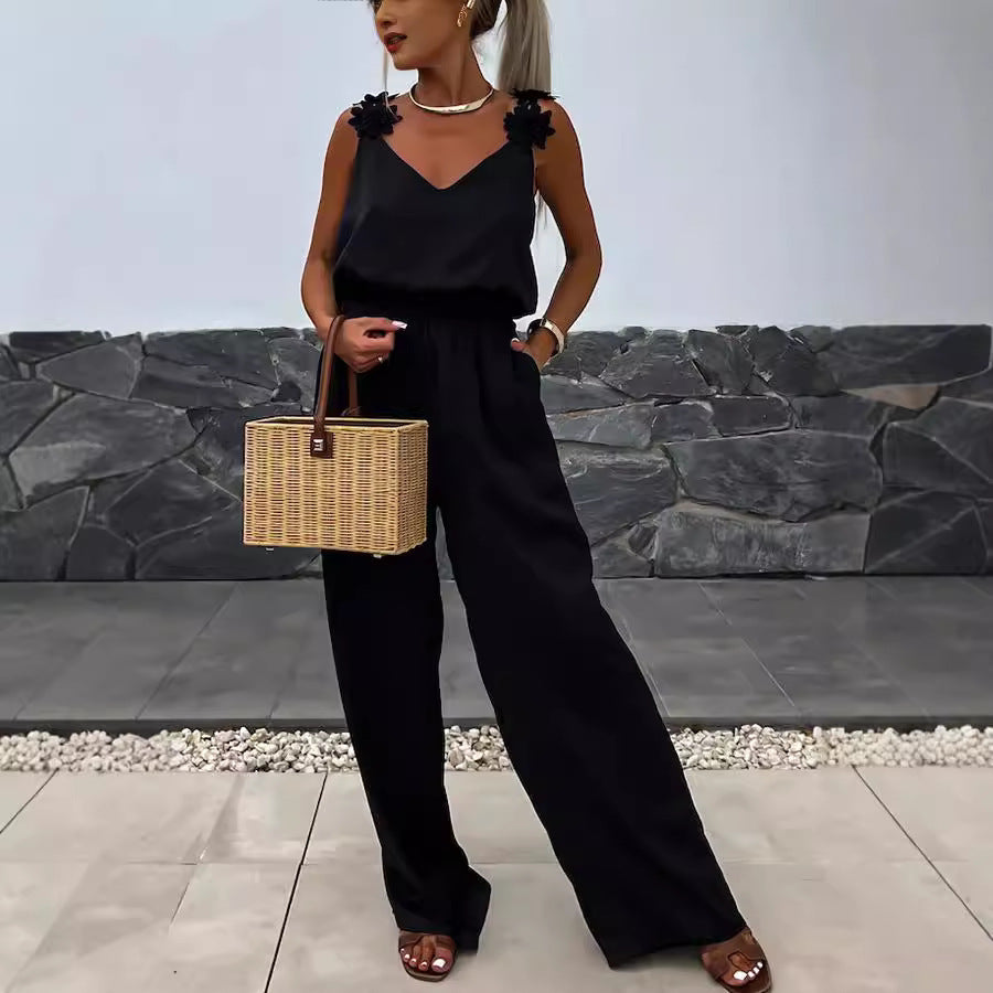 Casual Sleeveless Pocket Jumpsuit for Spring and Summer