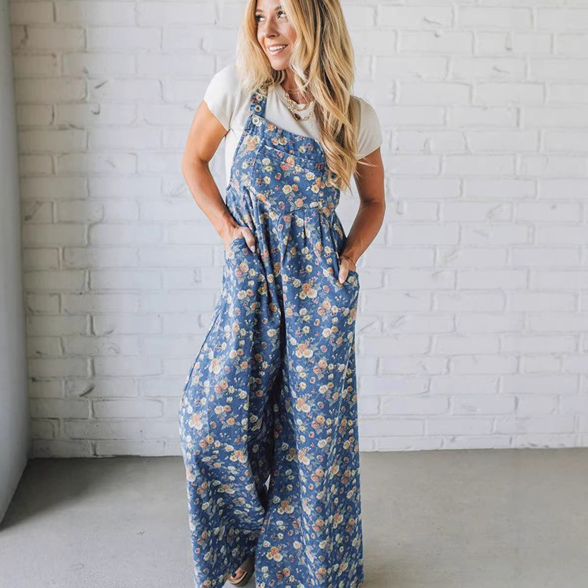 Women's Printed High-Waisted Casual Jumpsuit