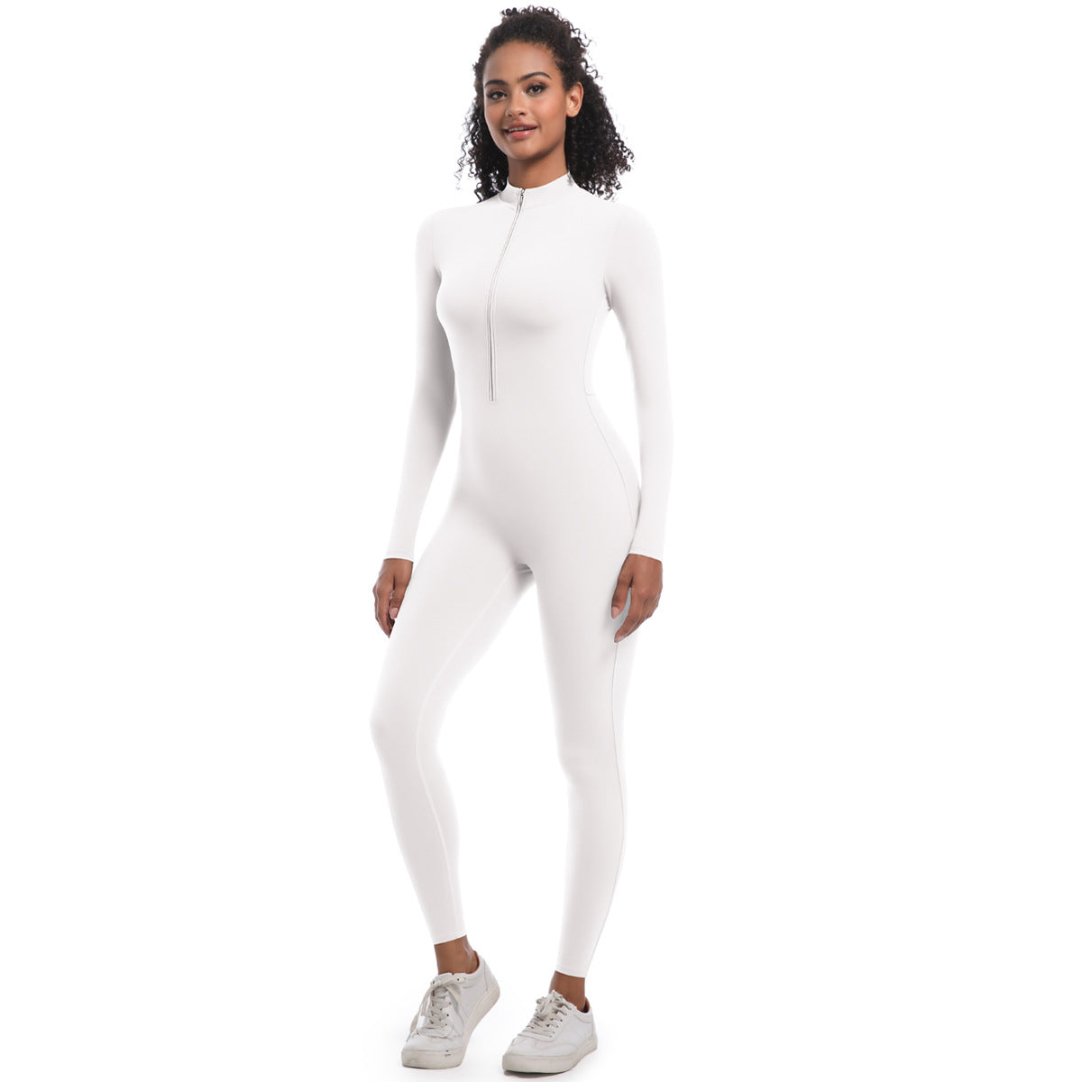 Women's Half-Zip Form-Fitting Workout Jumpsuit