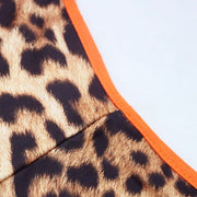 Leopard Splicing Deep V Slim Vest Jumpsuit