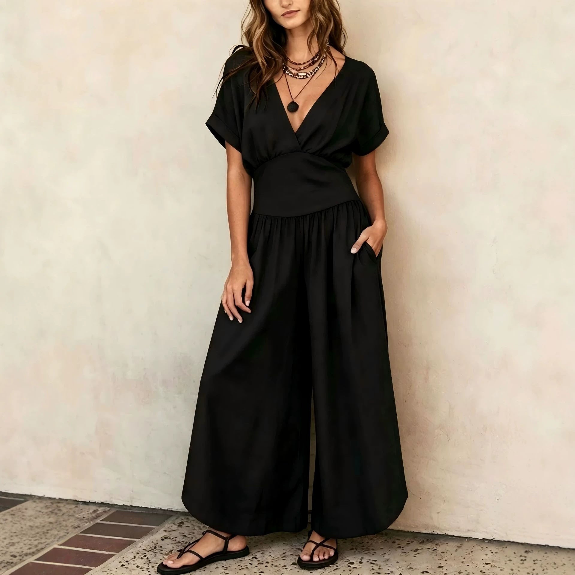 V-neck Casual Chic Womens Jumpsuit