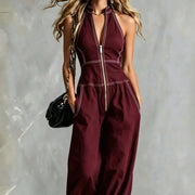 Solid Color Loose Fit Slimming Jumpsuit
