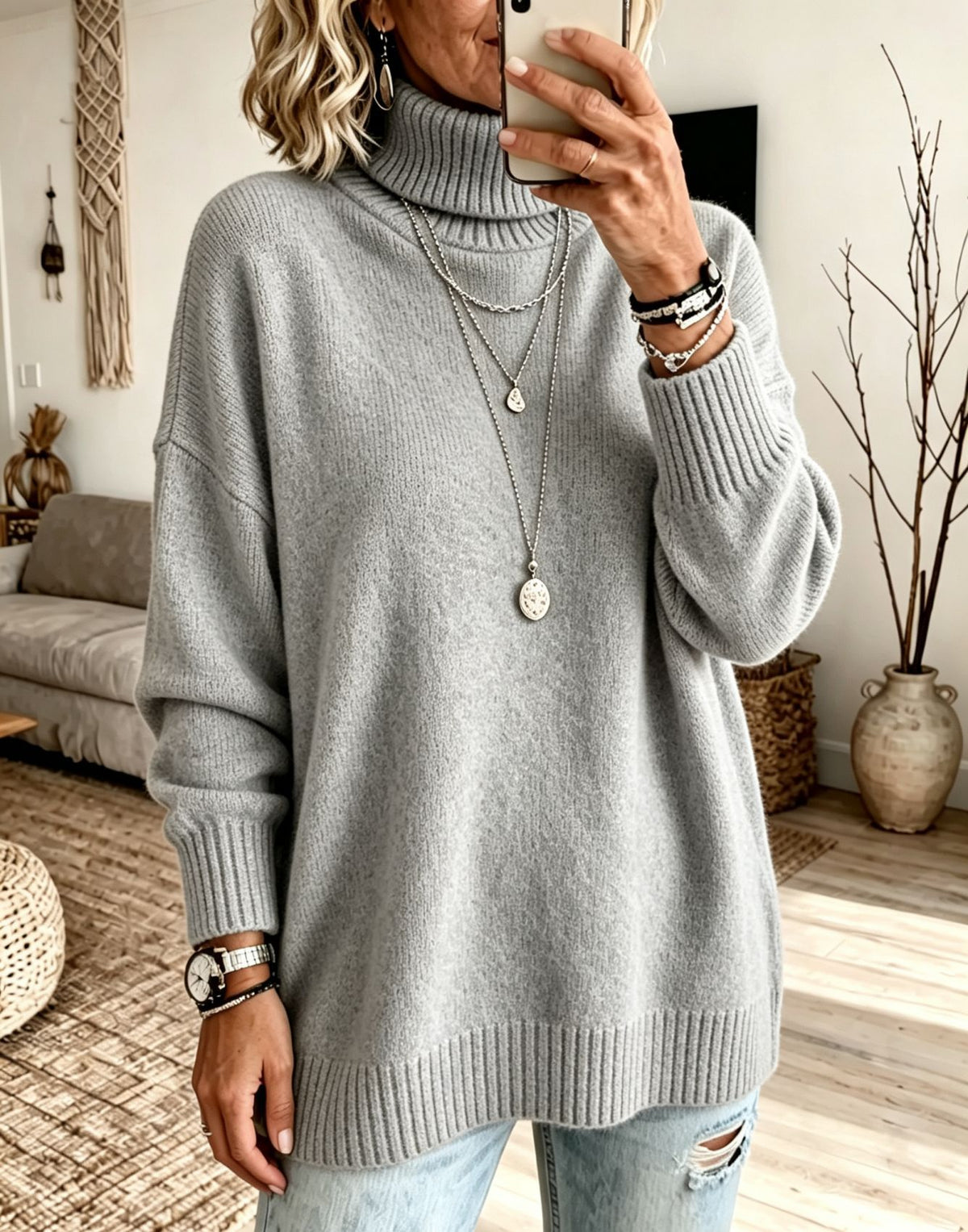 Womens Velvet Long-sleeve Turtleneck Sweater