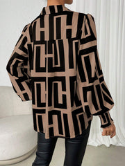 Print Lantern Sleeve Shirt