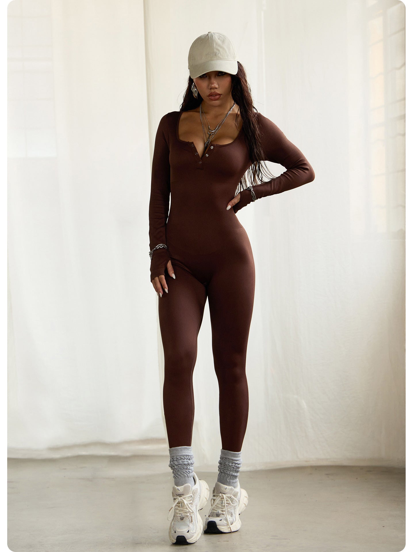 Women's Long Sleeve Yoga Jumpsuit Fitness Romper