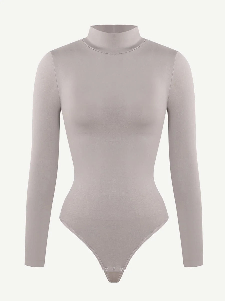 Eco-Friendly Seamless Turtleneck Long Sleeve Thong Bodysuit