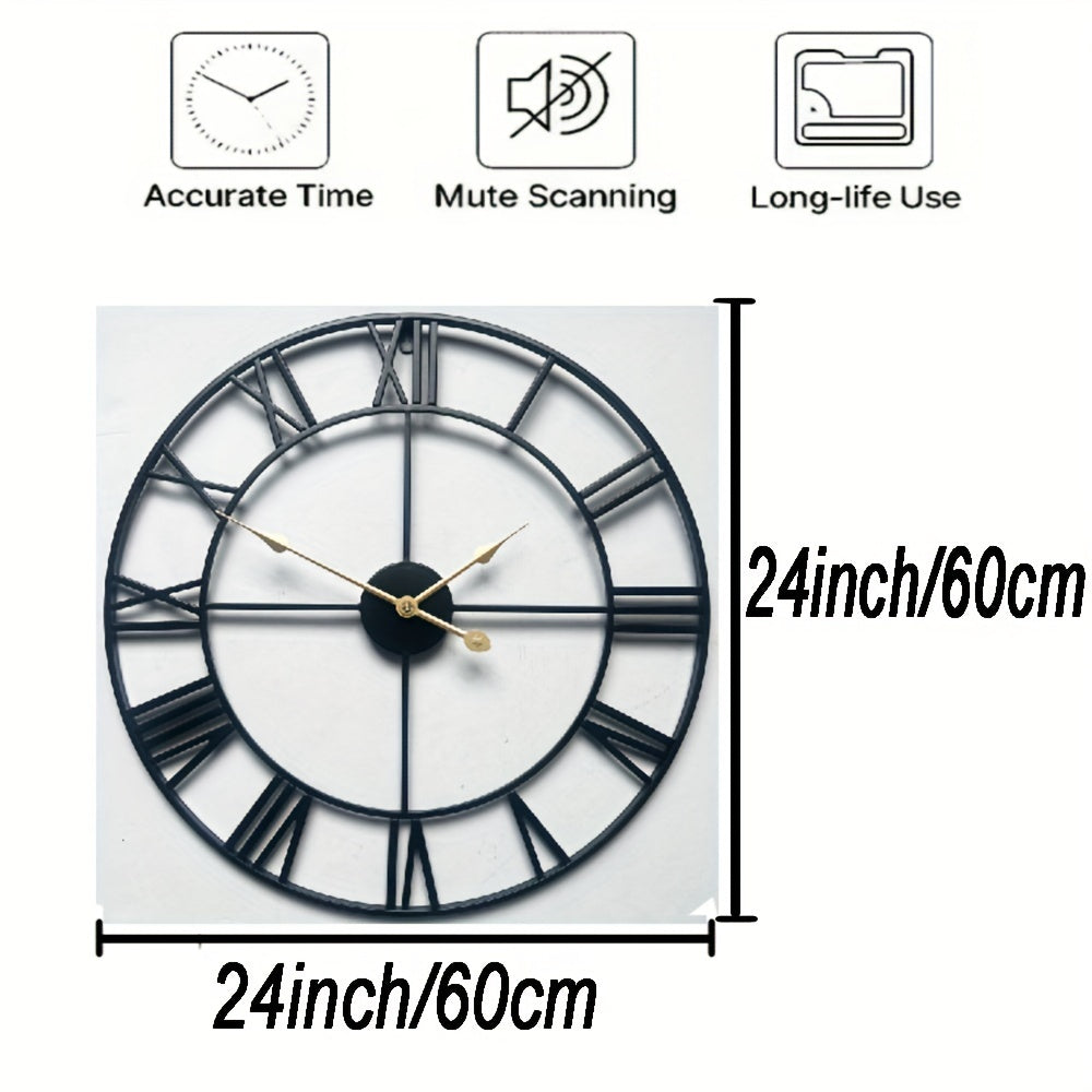 31.5"Classic Silent Metal Wall Clock, Silent For Corridor, Porch, Living Room, Kitchen, Study, Office, Garden, Coffee Shop Home Decor, For Housewar, Mother'S Day, Father'S Day, Birthdays, Weddings, Graduation Season, Halloween, Christmas Gifts