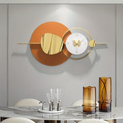 Modern Golden Metal Wall Clock - Silent Non-Ticking Battery-Operated Decorative Clock with Unique Irregular Design for Living Room, Bedroom, Office, or Kitchen Decor