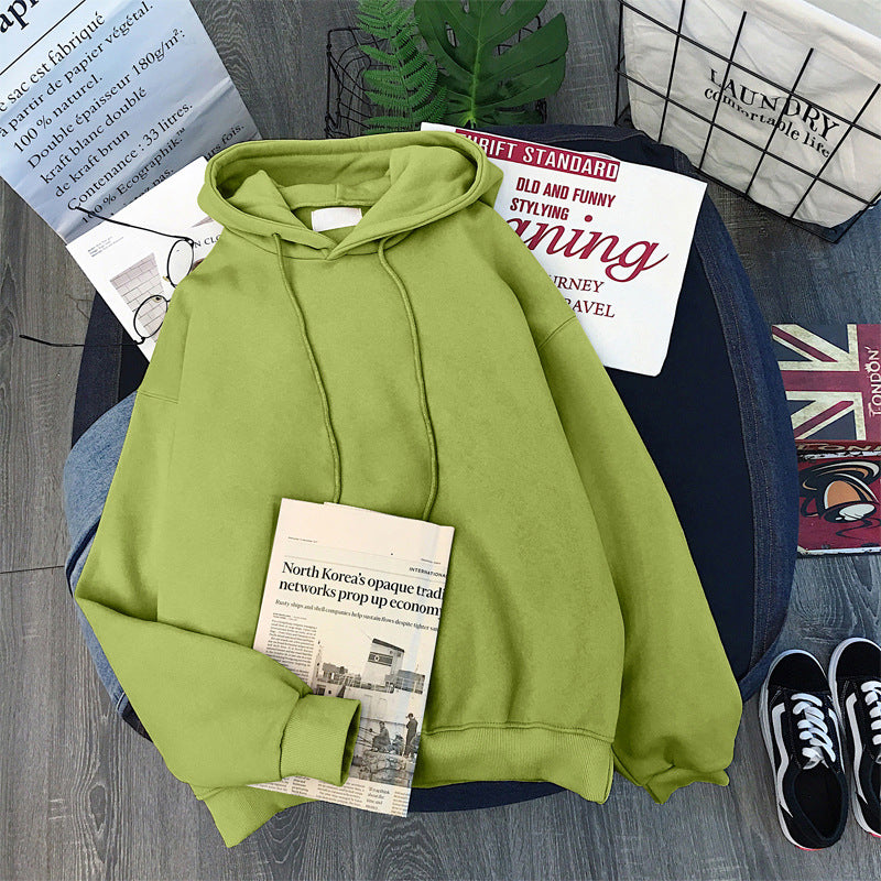 Women's Cozy Solid Color Long Sleeve Pullover Hoodie