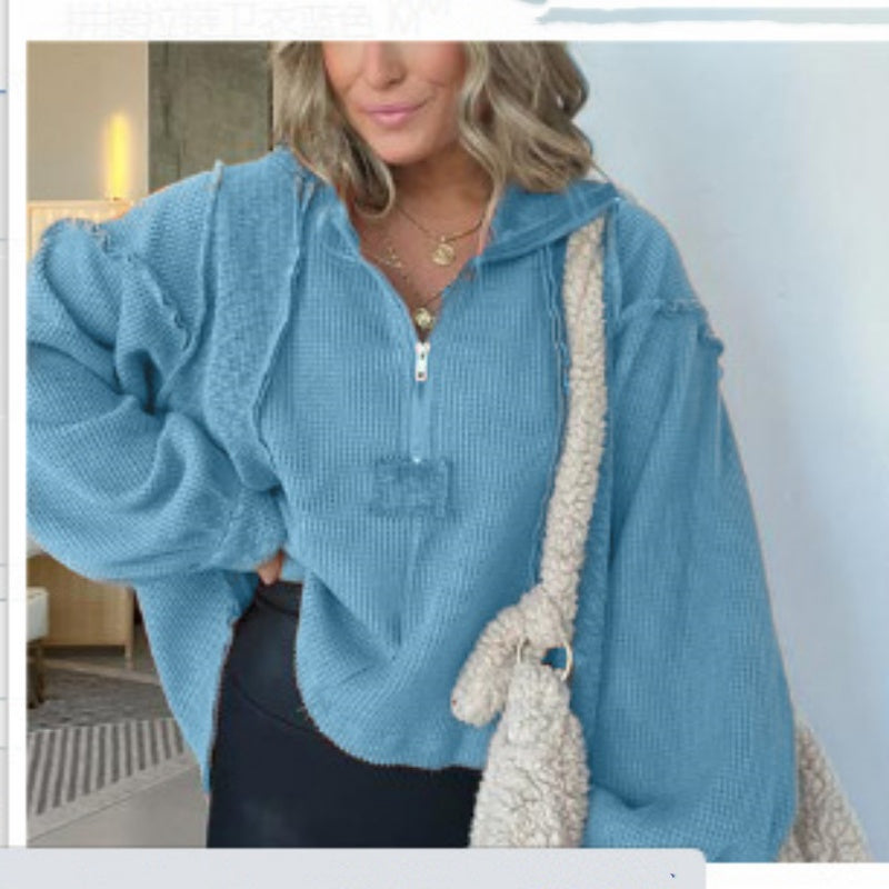 Cozy Frayed Hem Women's Sweater for Autumn & Winter