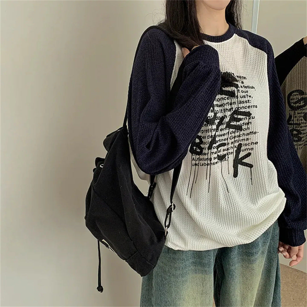 Women's Contrast Patchwork Casual Hoodie