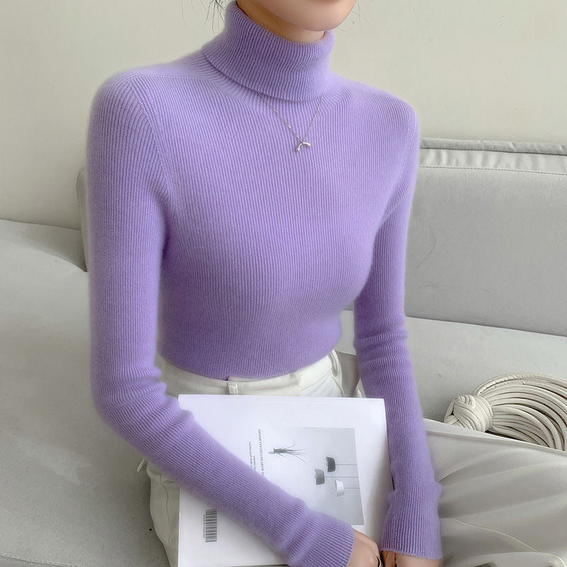 Slim Fit Turtleneck Base Thick Sweater for Women