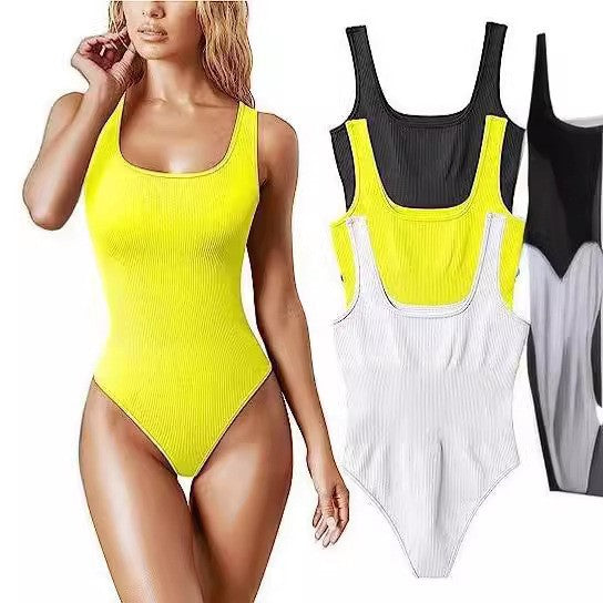 Women's U-Neck Sleeveless Fitted Romper Jumpsuit