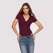 Sexy Slim-Fit Knotted Short-Sleeve Jumpsuit