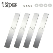 12‑Piece Set of 7.87‑Inch Rectangular Lawn Mower Blades with 0.5 cm Inner Hole – Large‑Area High‑Efficiency Replacement Blades