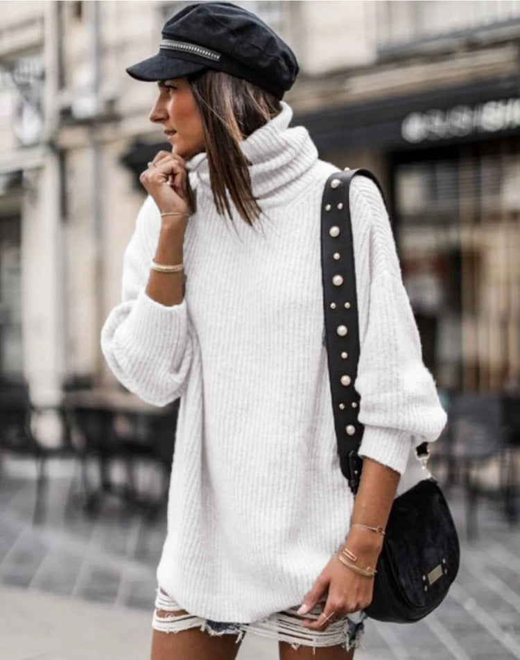 European and American Pullover Mid-length Women's Sweater Dress