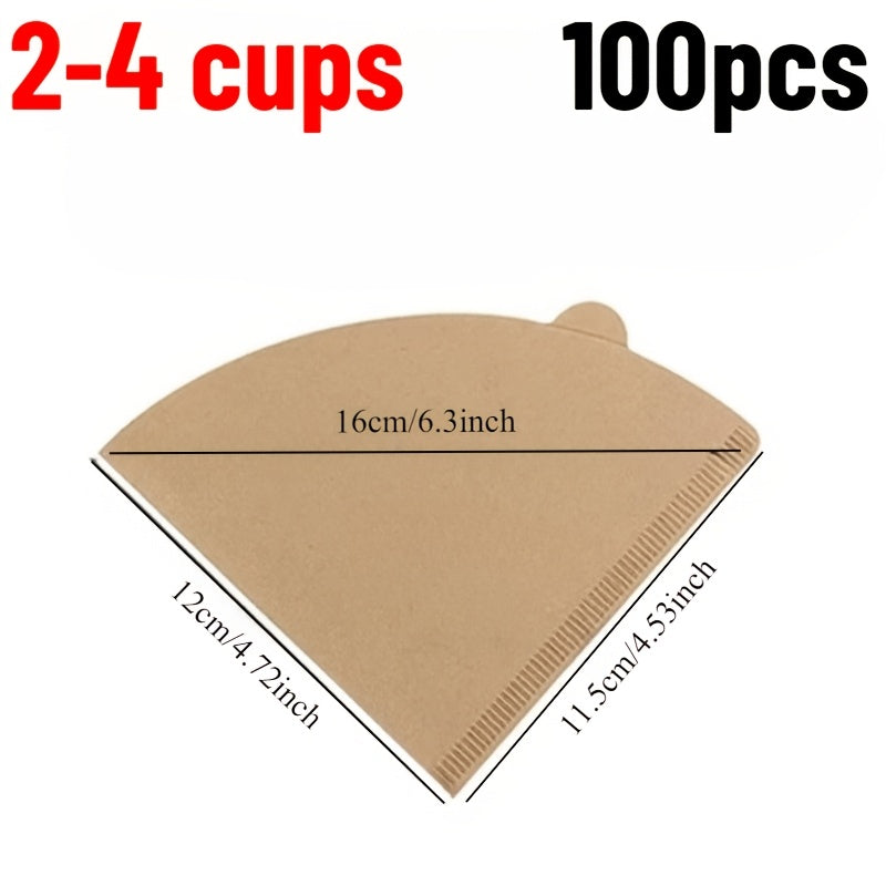 100‑Piece V‑Shaped & Fan‑Shaped Coffee Filter Paper – High Elasticity, High‑Definition Texture