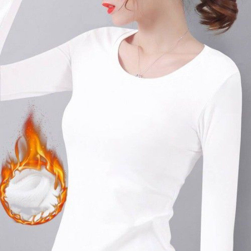 Women's Slim Solid Color Thermal Warm Base Layer Top
