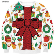 Festive Couple's Holiday Digital Print Long Sleeve Sweater