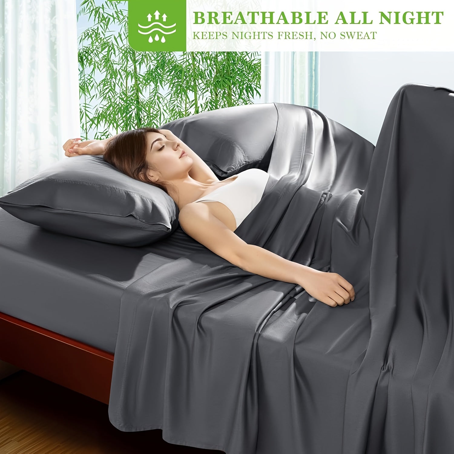 6pcs Bamboo Bed Sheet Set - 100% Viscose Derived From Bamboo - Ultra Soft & Luxuriously Cooling Bed Sheets - Deep Pocket Up to 16" - Hotel Silky Bedding Set - Perfect for Hot Sleepers, Bamboo Bed Shee