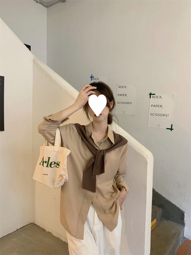 Chic Women's Layered Chiffon Long-Sleeve Shawl Shirt