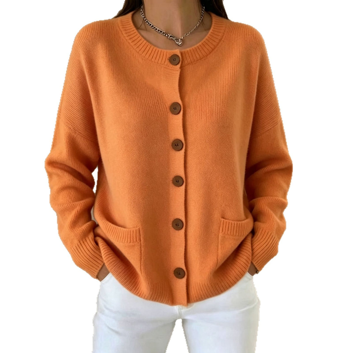 Womens Solid-color Knitted Cardigan Sweater Coat