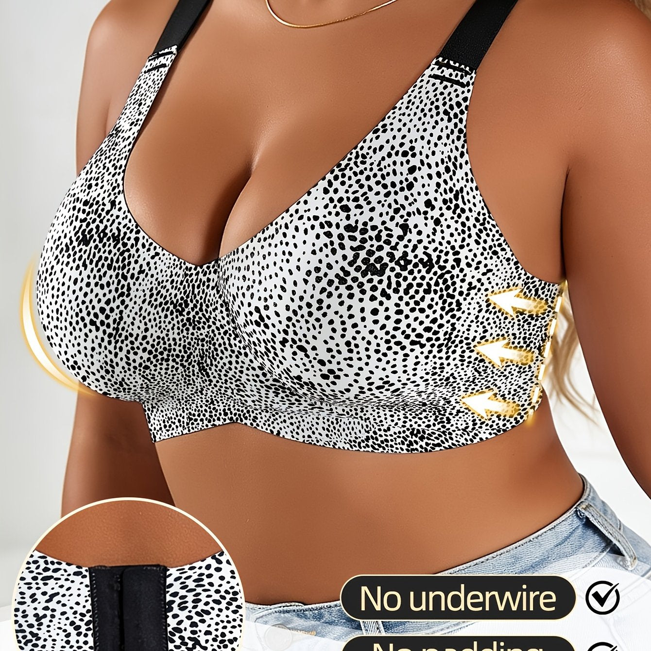 Wire-Free Push-Up Bra for Plus Sizes with Side Support