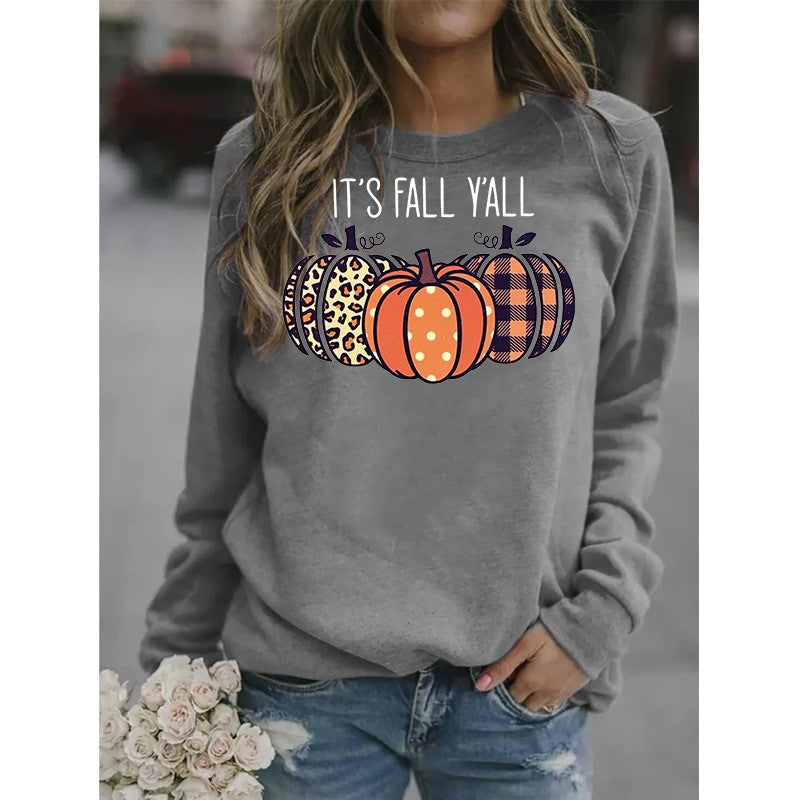 Women's Halloween Pumpkin Print Pullover Sweater