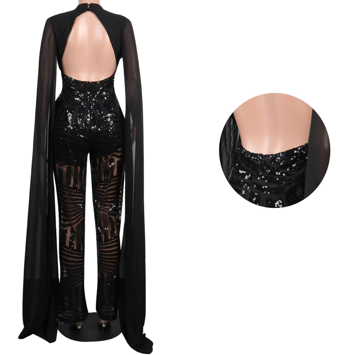 Sexy Sequined Evening Party Romper & Wide-Leg Pants Suit