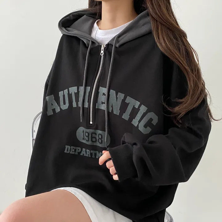 Niche Style Zip-Up Hoodie Sweatshirt