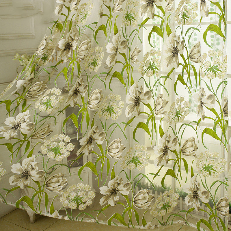 White Striped Yarn Translucent Curtain for Bedroom