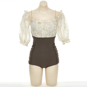 Off-Shoulder Slimming One-Piece Swimsuit