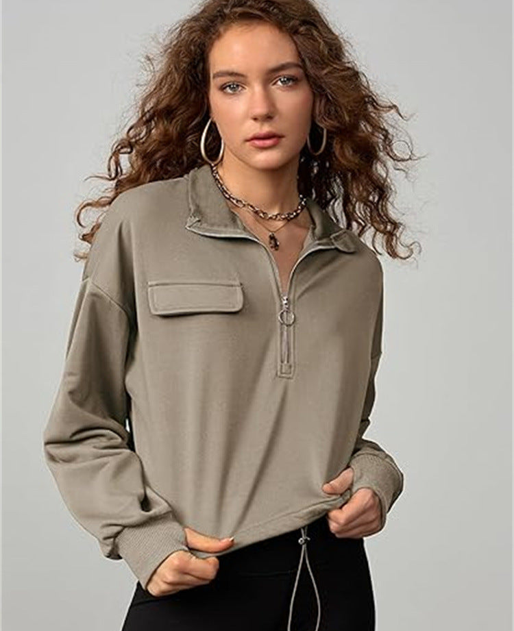 Women's Casual Long Sleeve Half-Zip Sweatshirt