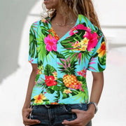 Women's Tropical Fruit Print Hawaiian Casual Shirt
