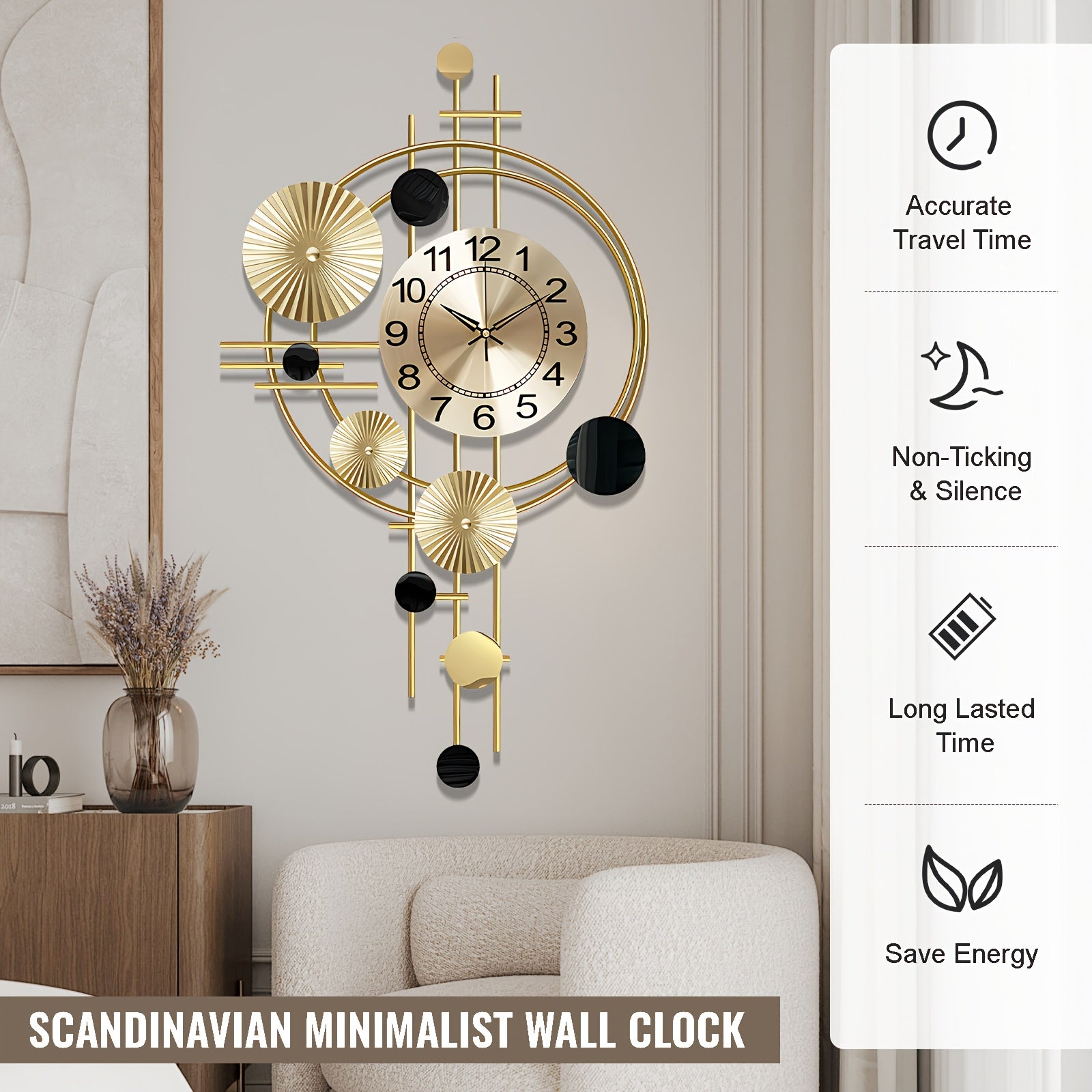 Metal Wall Clock 3D Metal Art Wall Clock 4Th of July Living Room Bedroom Decoration Creative Modern Large Wall Clock Decoration Silent No Ticking Clock 30.7 X 17.7 Inches And Closeout