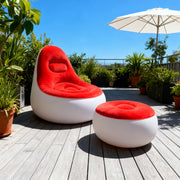 Outdoor Inflatable Sofa Set with Chair and Footrest – Fiery Red