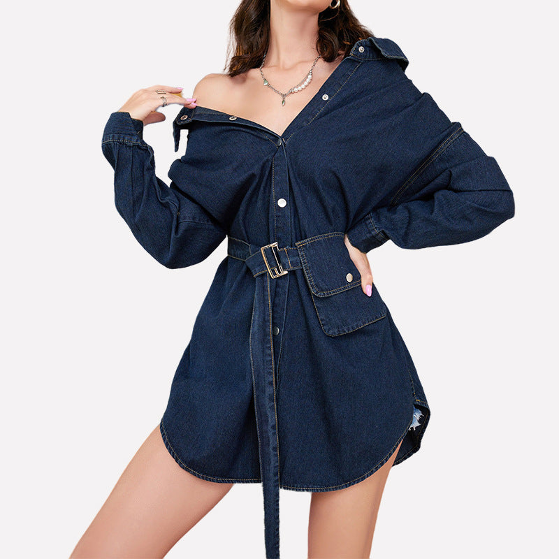 Stylish Casual Versatile Tie-waist Backless Multi-wear Baggy Shirt
