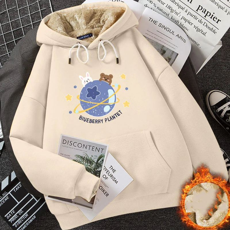 Women's Fleece-Lined Thickened Cashmere Hoodie