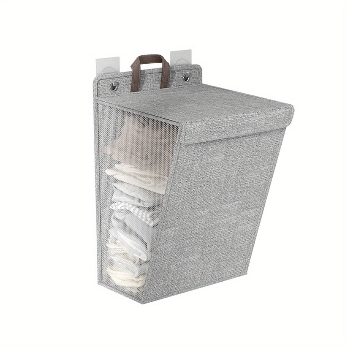 Collapsible Wall‑Mounted Laundry Hamper with Mesh Window, Space‑Saving Bathroom Storage Basket