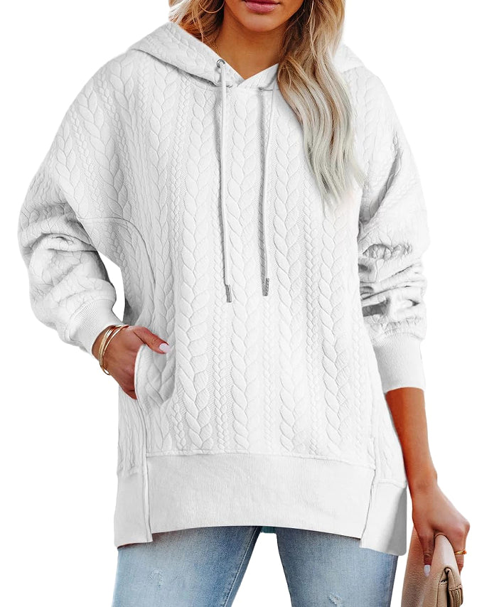 Casual Twist Texture Solid Color Women's Hoodie Sweater