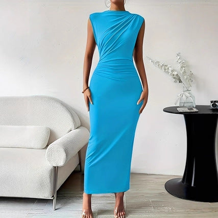 Womens Elegant Sophisticated Sleeveless Extra-long Slim-fit Sheath Dress
