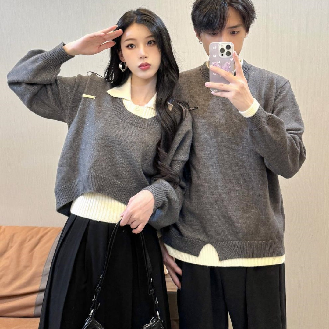 Autumn and Winter Couple Wear Thickening Three-piece Set