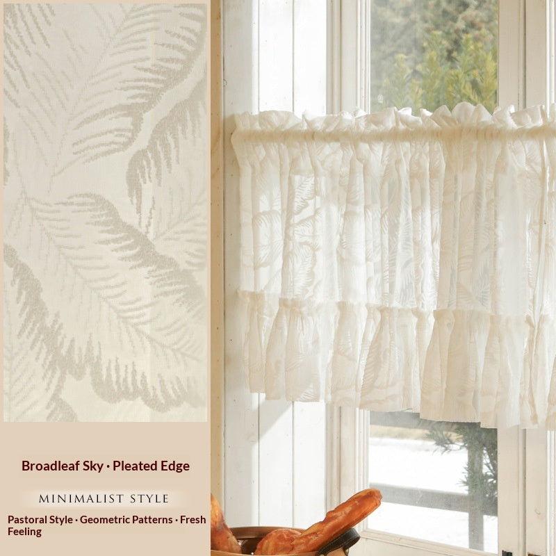 Sheer Gauze Girl Lace Trim Kitchen Curtain