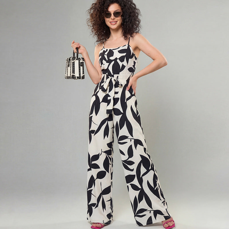 Zebra-Print Strap Jumpsuit For Women