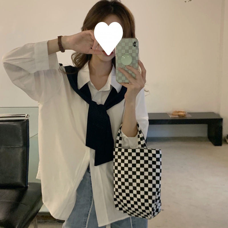 Chic Women's Layered Chiffon Long-Sleeve Shawl Shirt
