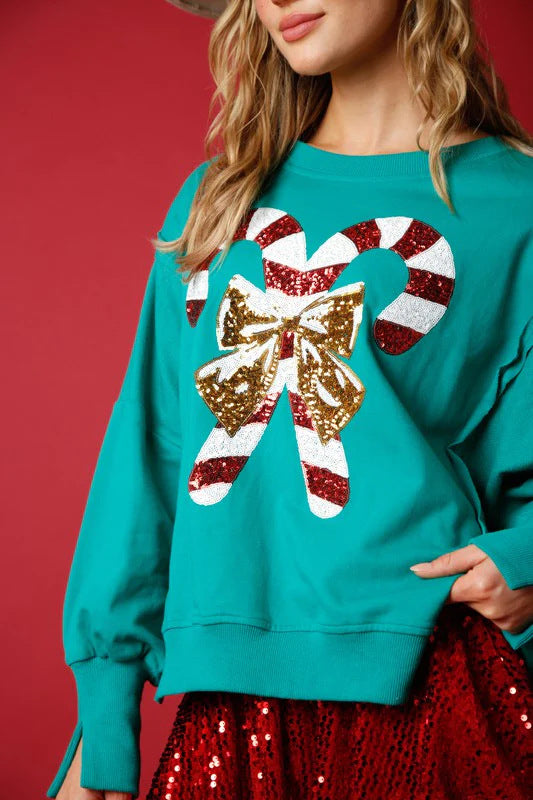 Women's Sequined Long Sleeve Loose Sweatshirt Top