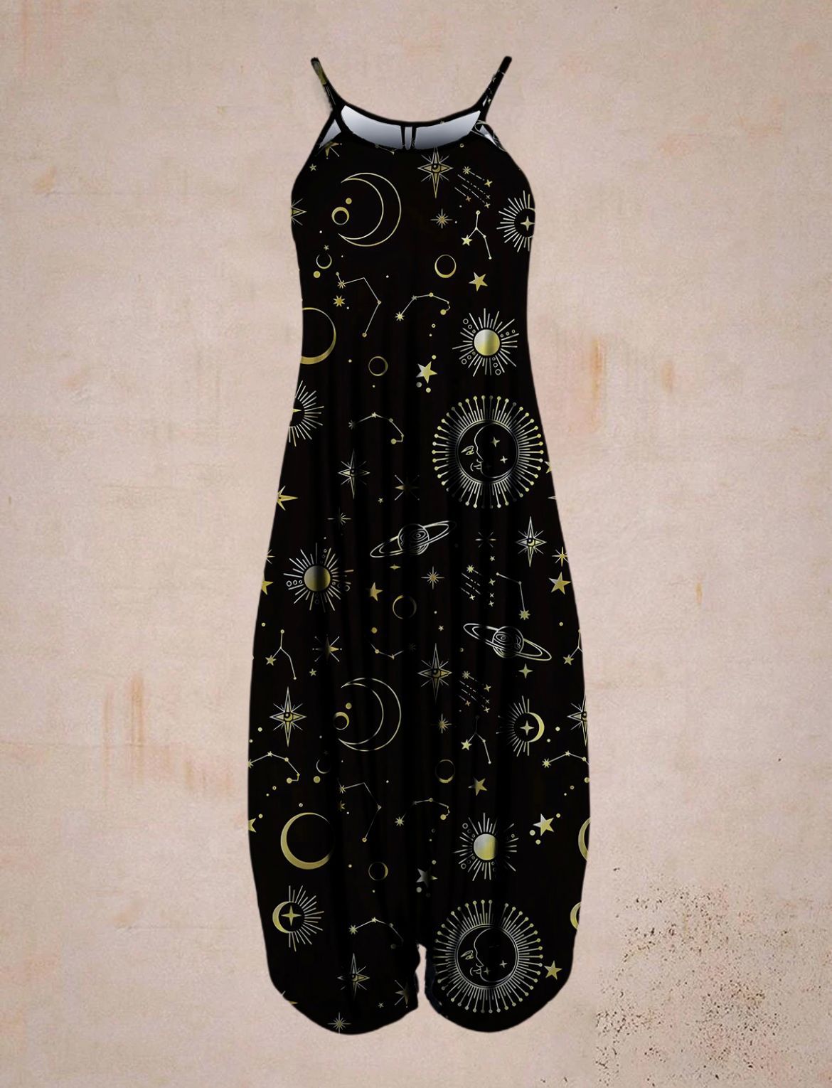 Boho Printed Harem Drop-Crotch Jumpsuit